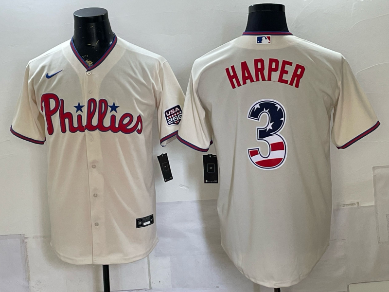 Men 2026 Philadelphia Phillies #3 Harper cream Game Nike MLB Jersey 0727002->philadelphia phillies->MLB Jersey